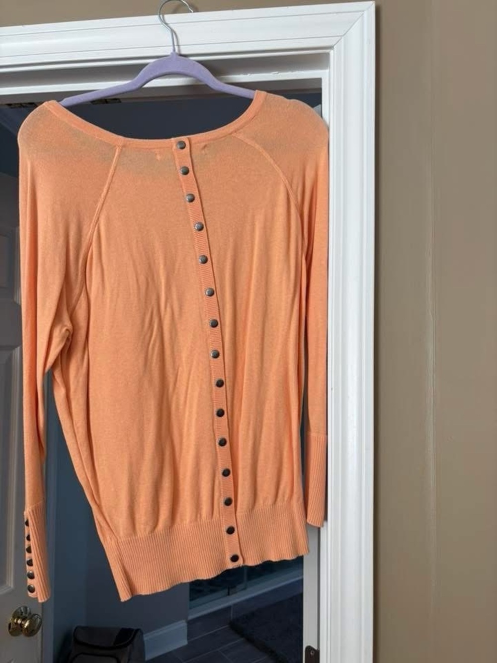 Peach Button-back Lightweight Cardigan